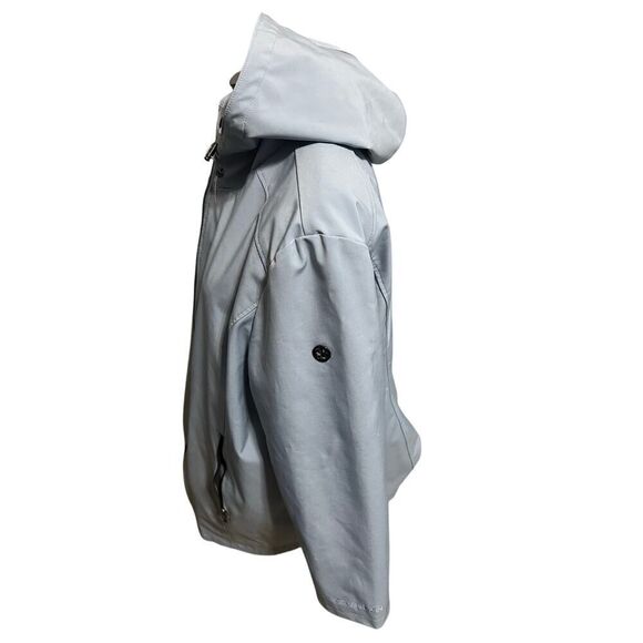 Calvin Klein Women’s 2X Light Blue Water Resistant Hooded Full ZIP Rain Jacket - Picture 2 of 5
